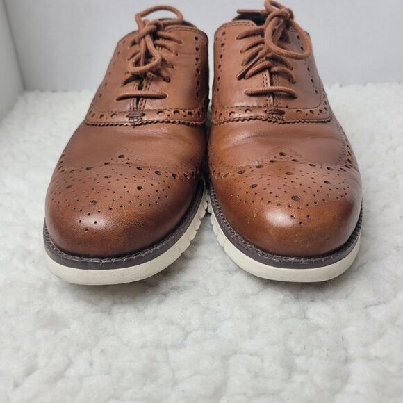 Cole Haan Zerogrand Men’s Size 8.5 Brown Leather Wingtip Oxford Shoes C14493 - Picture 2 of 10